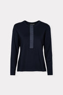 Blusa de Manga Longa em Malha com Nylon
