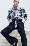 Camisa Gravata em Tricô Jacquard Botânico