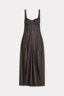 Vestido com Recortes de Couro