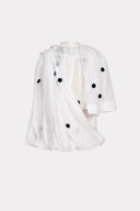 Camisa De Organza Com Bordado De Botões Forrados