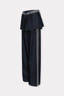 Calça Reta com Basque Removível em Jeans