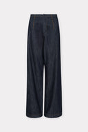 Calça Reta com Basque Removível em Jeans