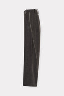 Calça Jeans Ampla com Detalhe em Couro