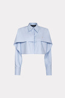Camisa Cropped Com Manga Sobreposta De Tricoline