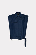 Colete Jeans Com Tricô