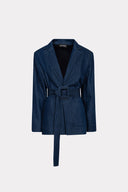 Blazer Jeans Com Tricô