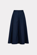 Calça Ampla Em Algodão Com Detalhe Em Tricô