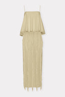 Vestido com Top Evasê de Tricô Franja Cipó