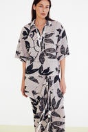 Blusa Polo Tricô Jacquard Botânico