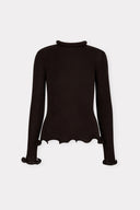 Blusa de Mangas Longas Tricô Barra Curva