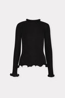 Blusa de Mangas Longas Tricô Barra Curva
