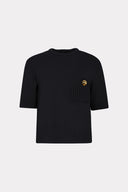 Blusa Tricô Com Botão Convexo