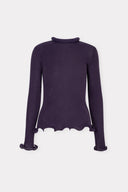 Blusa de Mangas Longas Tricô Barra Curva