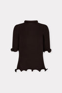 Blusa Manga Curta Tricô Barra Curva