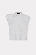 Camisa sem Mangas de Tricô Flor