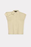 Camisa sem Mangas de Tricô Flor
