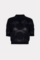 Blusa Polo Tricô Círculos Nervuras