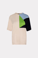 T-Shirt Intársia Geométrica Localizada