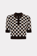 Polo de Tricô Quadriculado Tela