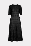 Vestido Midi Tricô Cordas Tridimensionais
