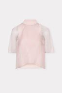 Blusa em Tricô Canelado com Organza de Seda