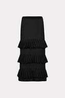 Saia Tricô Organza Babado Cone