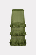 Saia Tricô Organza Babado Cone