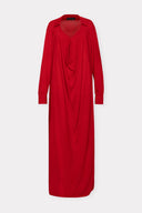 Vestido em Tricô Liso com Mangas e Decote Degagê