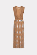 Vestido Midi De Tricô Discos Metalizados