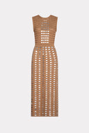 Vestido Midi De Tricô Discos Metalizados