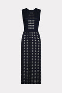 Vestido Midi De Tricô Discos Metalizados