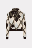 Pull em Tricô Argyle Bordado com Fio de Seda