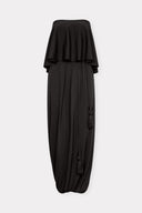 Vestido Decote Reto em Tricô Balonê Torcido com Cinto de Tassel