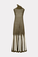 Vestido Tricô Listras Com Gola Removível