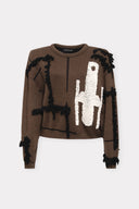 Pull em Jacquard de Tricô com Bordado Cadeiras