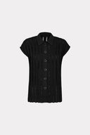 Camisa De Crepe Com Tiras De Tricô