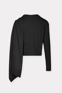 Blusa Drapeada Manga Longa de Tricô Broches Banqueta