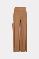 Calça Longa Com Bolso Lateral De Tricô