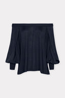 Blusa Ombro a Ombro Tricô Organza