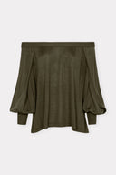 Blusa Ombro a Ombro Tricô Organza