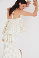 Blusa Godê de Sarja Risca de Giz Pespontada
