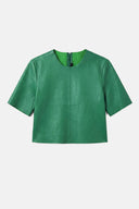 T-Shirt Cropped em Couro