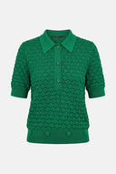Blusa Polo em Tricô Texturizado com Barra Dupla