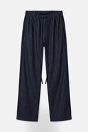 Calça Jeans Cós Duplo com Tecido Acetinado