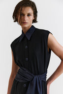 Chemise em Malha de Viscose com Detalhe e Faixa Acetinada