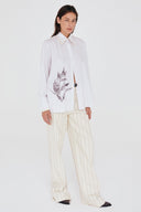 Camisa Tricoline Risca de Giz Estampada