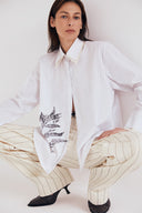 Camisa Tricoline Risca de Giz Estampada