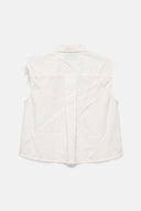 Camisa em Algodão Amassado com Broche de Plumas