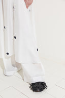 Vestido De Organza Com Bordado De Botões Forrados e Calça De Organza