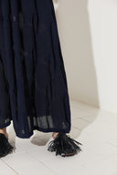 Vestido Longo Tricô Círculos Nervuras